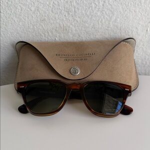 Brunello Cucinelli x Oliver Peoples Brown Wayfarer Sunglasses